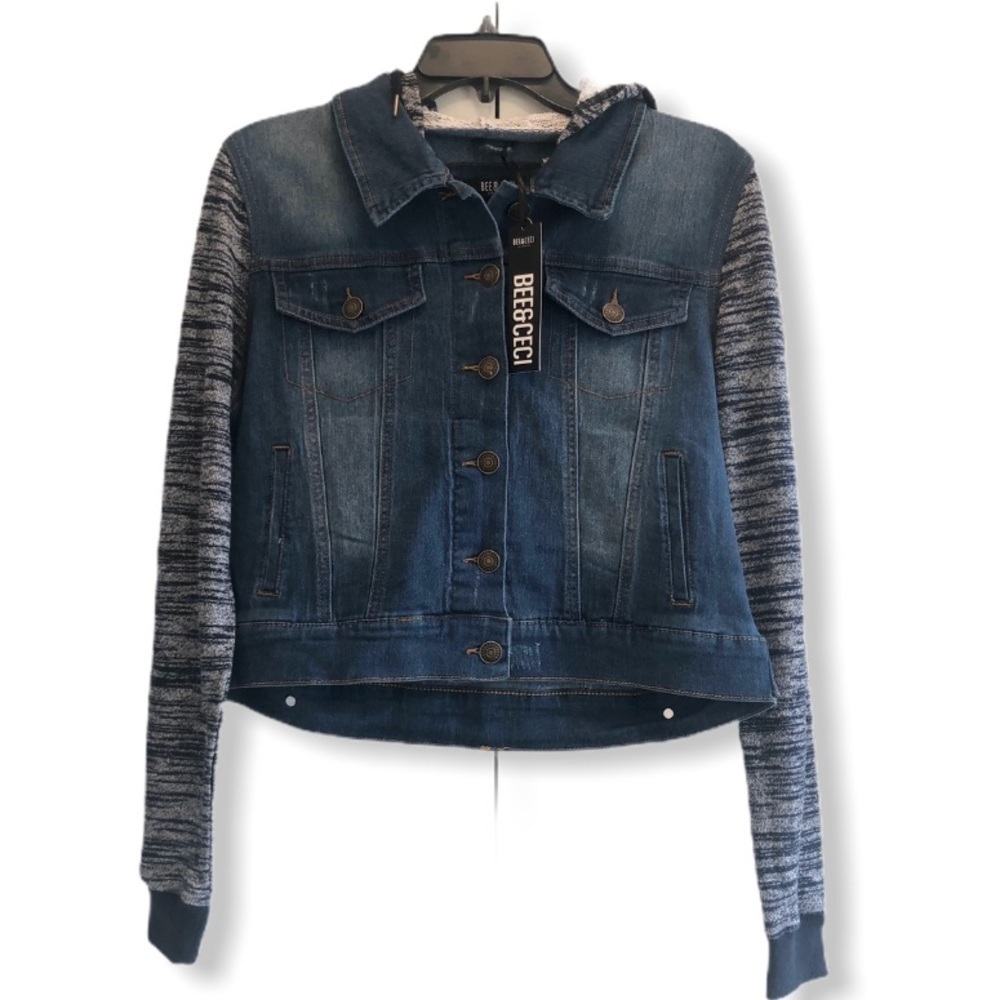BEE & CECI LOS ANGELES Indie Denim Hooded Jacket Size Large
